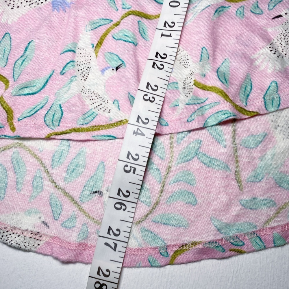 Cynthia Rowley 100% Linen Pink Tropical Birds Top Blouse - Picture 11 of 12